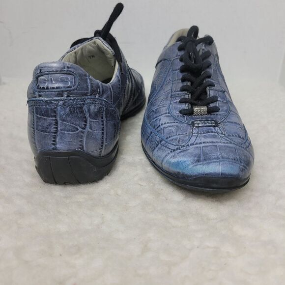Santoni For Amg SLS  Mens Sneaker  Size 7.5 Blue Jeans Crocodile Leather Rare - Picture 7 of 15